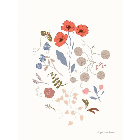 Fleurette III White Modern Wood Framed Art Print by Kucwaj-Tybur, Kasia