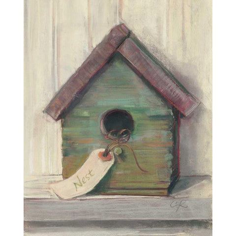 Birdhouse White Modern Wood Framed Art Print by Rowan, Carol