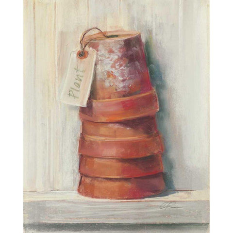 Terracotta Pots White Modern Wood Framed Art Print by Rowan, Carol