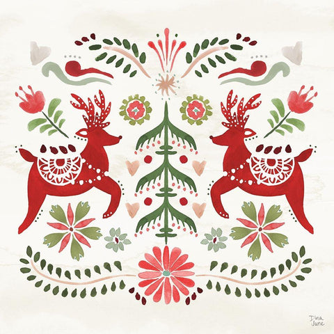 Festive Season II White Modern Wood Framed Art Print by June, Dina