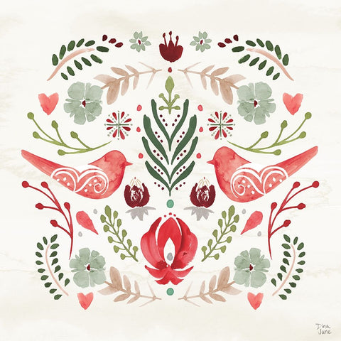 Festive Season III White Modern Wood Framed Art Print with Double Matting by June, Dina