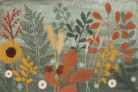 Harvest Craze I White Modern Wood Framed Art Print with Double Matting by Charron, Veronique