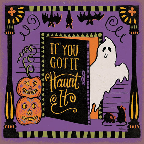 Halloween Expressions V White Modern Wood Framed Art Print with Double Matting by Penner, Janelle