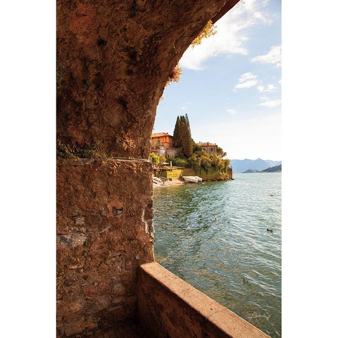 Lake Como Archway Black Modern Wood Framed Art Print with Double Matting by Aledanda