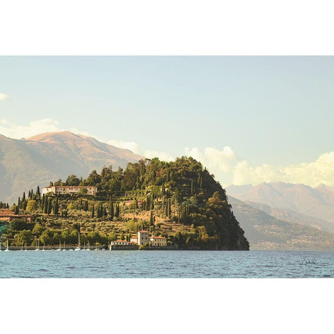 Lake Como Headland White Modern Wood Framed Art Print by Aledanda