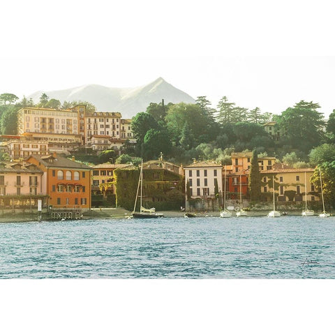 Lake Como Morning White Modern Wood Framed Art Print by Aledanda