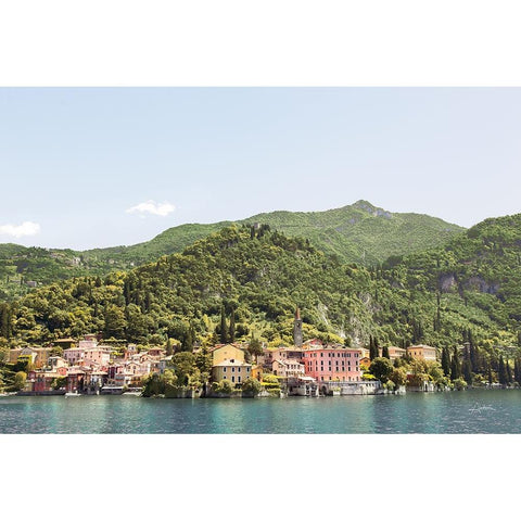 Lake Como Village III White Modern Wood Framed Art Print by Aledanda