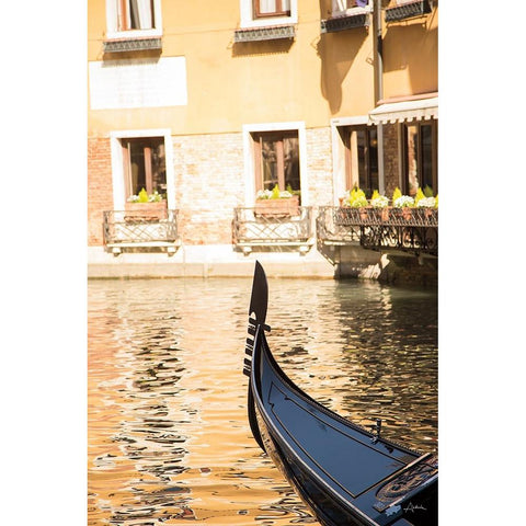 Gondola Reflections Gold Ornate Wood Framed Art Print with Double Matting by Aledanda