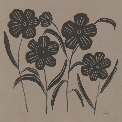 Floral Simplicity I Black Modern Wood Framed Art Print by Nai, Danhui