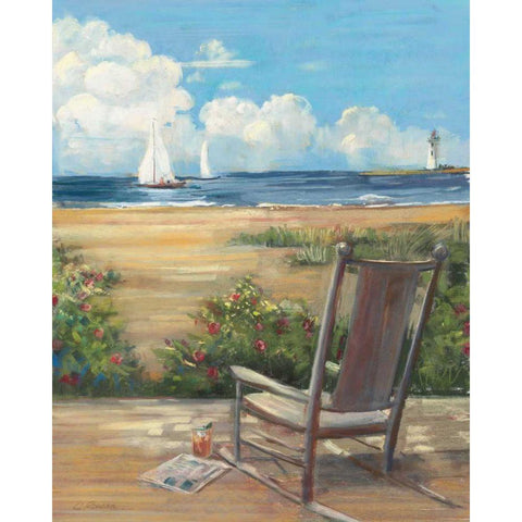 By the Sea II - Wag Black Modern Wood Framed Art Print with Double Matting by Rowan, Carol