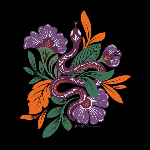 Lush Life III Black and Orange Black Ornate Wood Framed Art Print with Double Matting by Graham, Gia