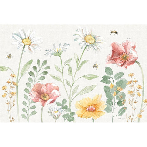 Daisy Days I Black Modern Wood Framed Art Print with Double Matting by Grove, Beth