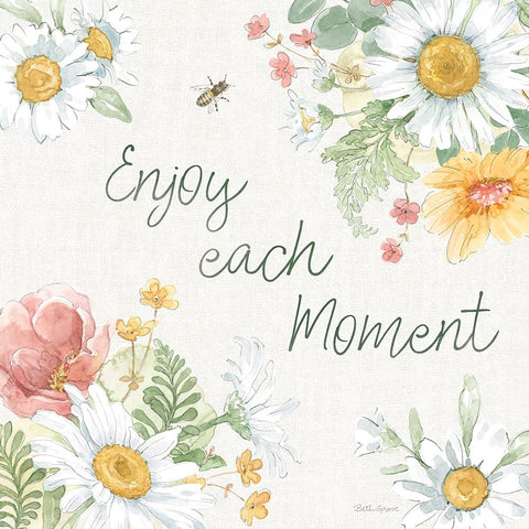 Daisy Days VI White Modern Wood Framed Art Print with Double Matting by Grove, Beth