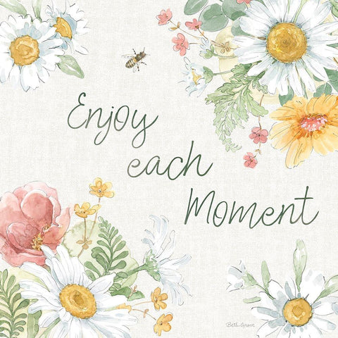 Daisy Days VI Black Modern Wood Framed Art Print with Double Matting by Grove, Beth