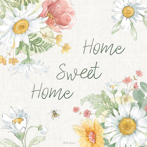 Daisy Days VII Gold Ornate Wood Framed Art Print with Double Matting by Grove, Beth