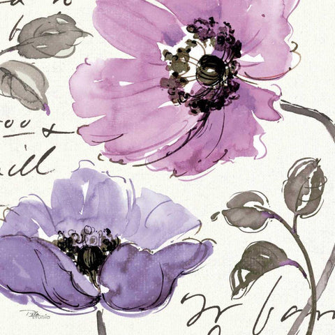 Floral Waltz Plum I Black Modern Wood Framed Art Print by Pela Studio