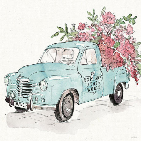 Vintage Travel V Black Modern Wood Framed Art Print with Double Matting by Tavoletti, Anne