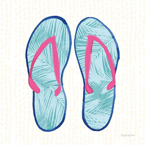 Laguna Flipflops II Black Modern Wood Framed Art Print with Double Matting by Charro, Mercedes Lopez