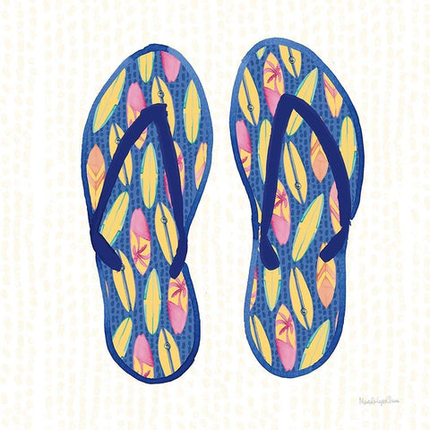 Laguna Flipflops III White Modern Wood Framed Art Print by Charro, Mercedes Lopez