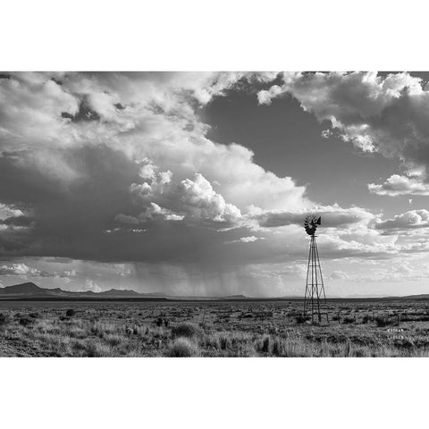 New Mexico Monsoon Rains Black Modern Wood Framed Art Print with Double Matting by Larson, Nathan