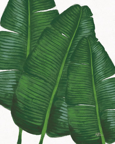 Emerald Banana Leaves II Black Modern Wood Framed Art Print by Penner, Janelle