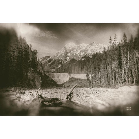 Hike to the Falls Black Modern Wood Framed Art Print with Double Matting by Larson, Nathan