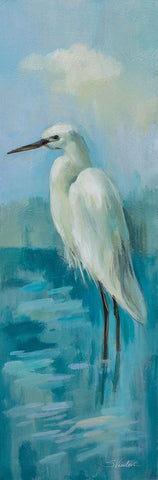 Heron II White Modern Wood Framed Art Print with Double Matting by Vassileva, Silvia