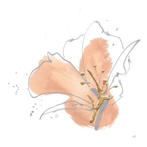 Floral Terracotta I Black Ornate Wood Framed Art Print with Double Matting by Paschke, Chris