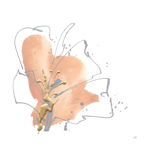 Floral Terracotta II Black Ornate Wood Framed Art Print with Double Matting by Paschke, Chris