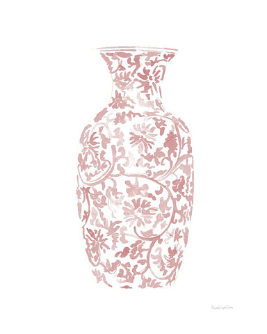 Pink Chinoiserie Vase II Black Modern Wood Framed Art Print by Charro, Mercedes Lopez