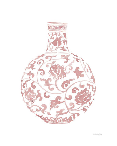 Pink Chinoiserie Vase III Black Modern Wood Framed Art Print by Charro, Mercedes Lopez