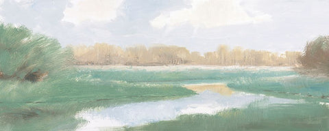 Peaceful Stream White Modern Wood Framed Art Print with Double Matting by Studio, Wellington