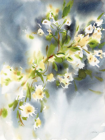 Winter Florals White Modern Wood Framed Art Print with Double Matting by Pete, Katrina