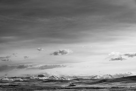 Mountain Cabin I White Modern Wood Framed Art Print with Double Matting by Larson, Nathan