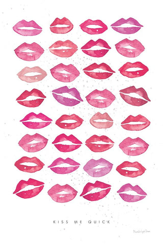 Kiss Me Quick Pink Black Ornate Wood Framed Art Print with Double Matting by Charro, Mercedes Lopez