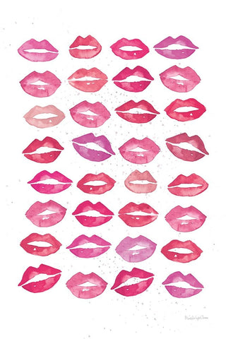 Kiss Me Quick No Words Pink Black Modern Wood Framed Art Print by Charro, Mercedes Lopez