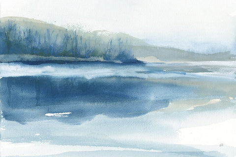 Blue Fog II Black Modern Wood Framed Art Print by Paschke, Chris