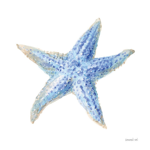 Undersea Starfish Black Modern Wood Framed Art Print by Nai, Danhui