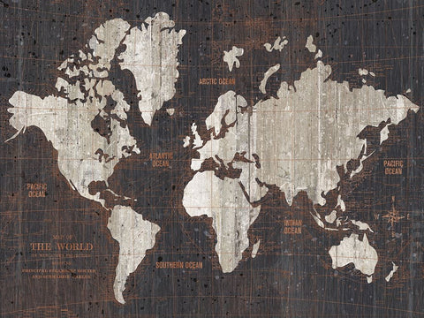 Old World Map Dark Neutral Crop Black Modern Wood Framed Art Print by Wild Apple Portfolio