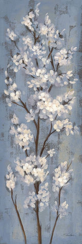 Almond Branch II on Slate Blue White Modern Wood Framed Art Print with Double Matting by Vassileva, Silvia