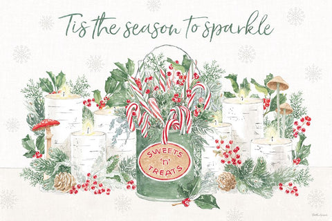 Christmas Charm I Black Ornate Wood Framed Art Print with Double Matting by Grove, Beth