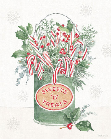 Christmas Charm II White Modern Wood Framed Art Print with Double Matting by Grove, Beth