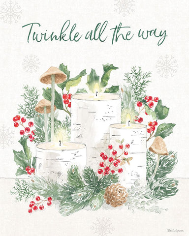 Christmas Charm IV White Modern Wood Framed Art Print with Double Matting by Grove, Beth