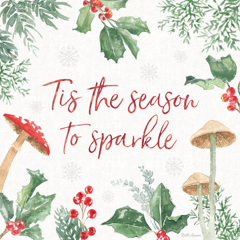 Christmas Charm IX Black Ornate Wood Framed Art Print with Double Matting by Grove, Beth