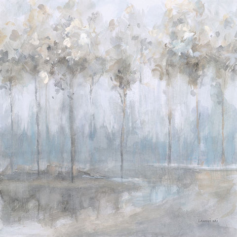 Subtle Woodland Black Modern Wood Framed Art Print by Nai, Danhui