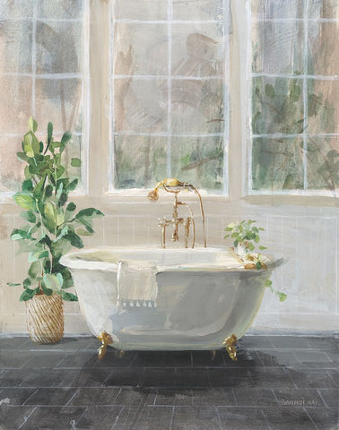 Simple Pleasures Bath I Black Modern Wood Framed Art Print by Nai, Danhui