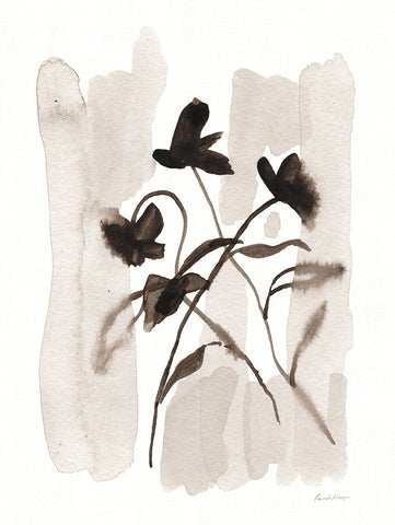 Flower Impression I White Modern Wood Framed Art Print with Double Matting by Munger, Pamela