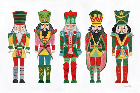 Holiday Nutcrackers I White Modern Wood Framed Art Print with Double Matting by Zaman, Farida