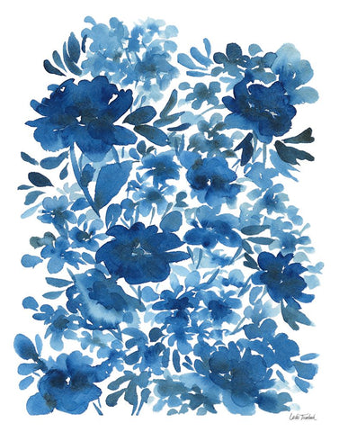 Blue Floral White Modern Wood Framed Art Print with Double Matting by Trimbach, Leslie