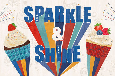 Sparkle and Shine I White Modern Wood Framed Art Print with Double Matting by Charron, Veronique